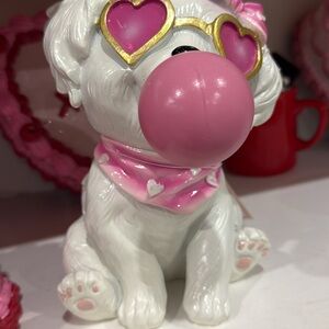 Cute Dog Figurine with Heart Glasses